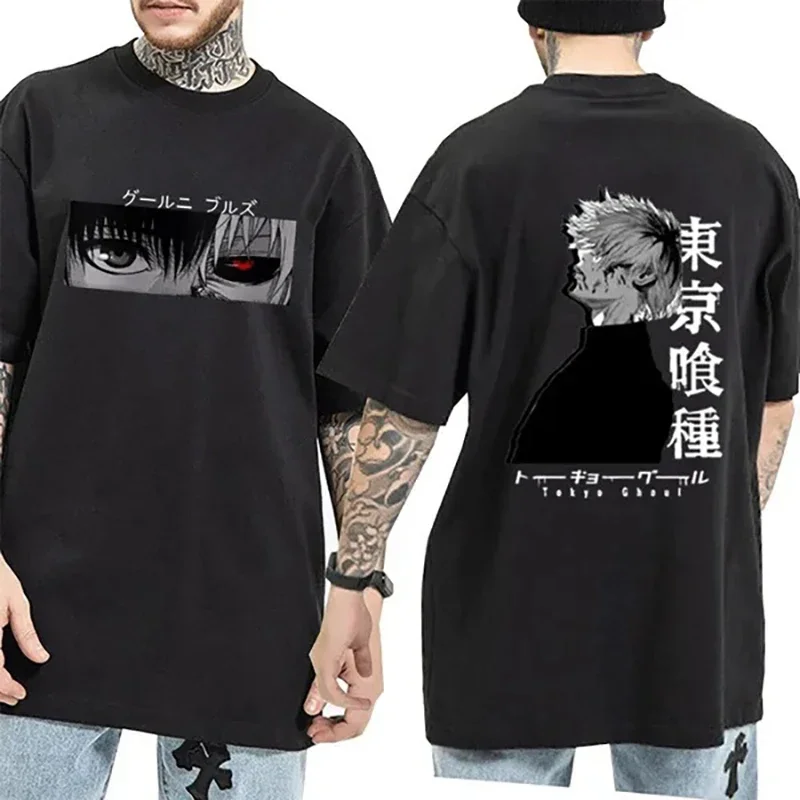 Japanese Anime Kaneki Ken T Shirt Men\'s Fashion Personality Printed Short Sleeve Summer Casual Loose Tee Women Top 2024 New