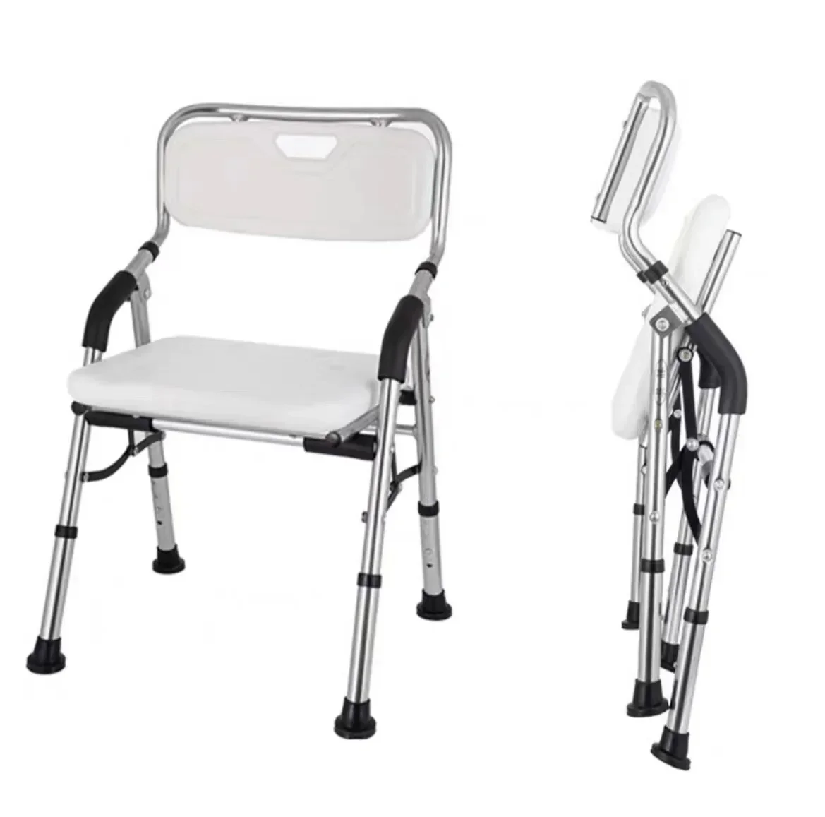 

Adjustable Bathroom Chair - with Backrest & Armrest, Non-Slip Shower Seat