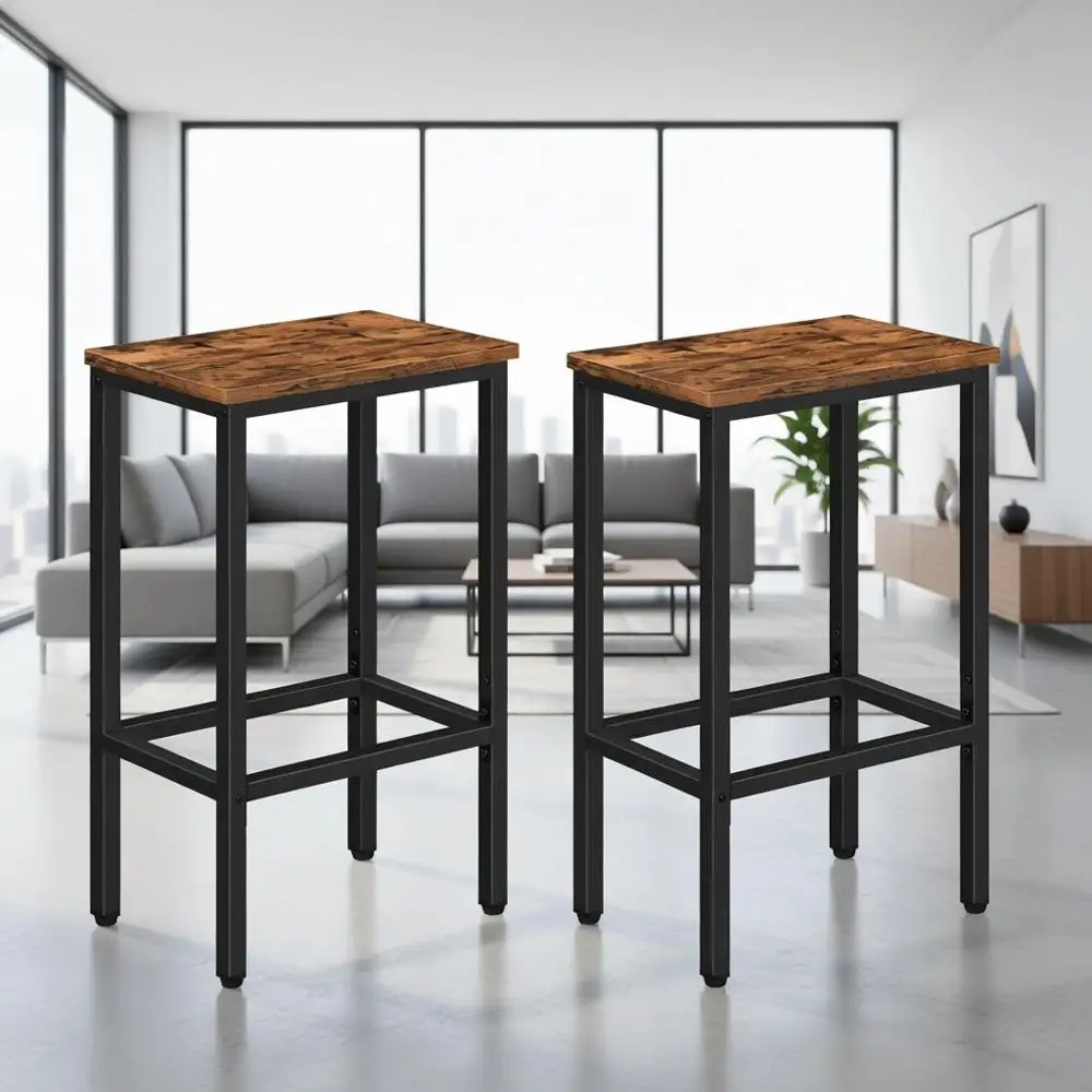 

Набор из 2-х стульев для барной стойки в индустриальном стиле, рустик-коричневый цвет, с подставкой для ног, высота 25,8 дюймов, для кухни и столовой