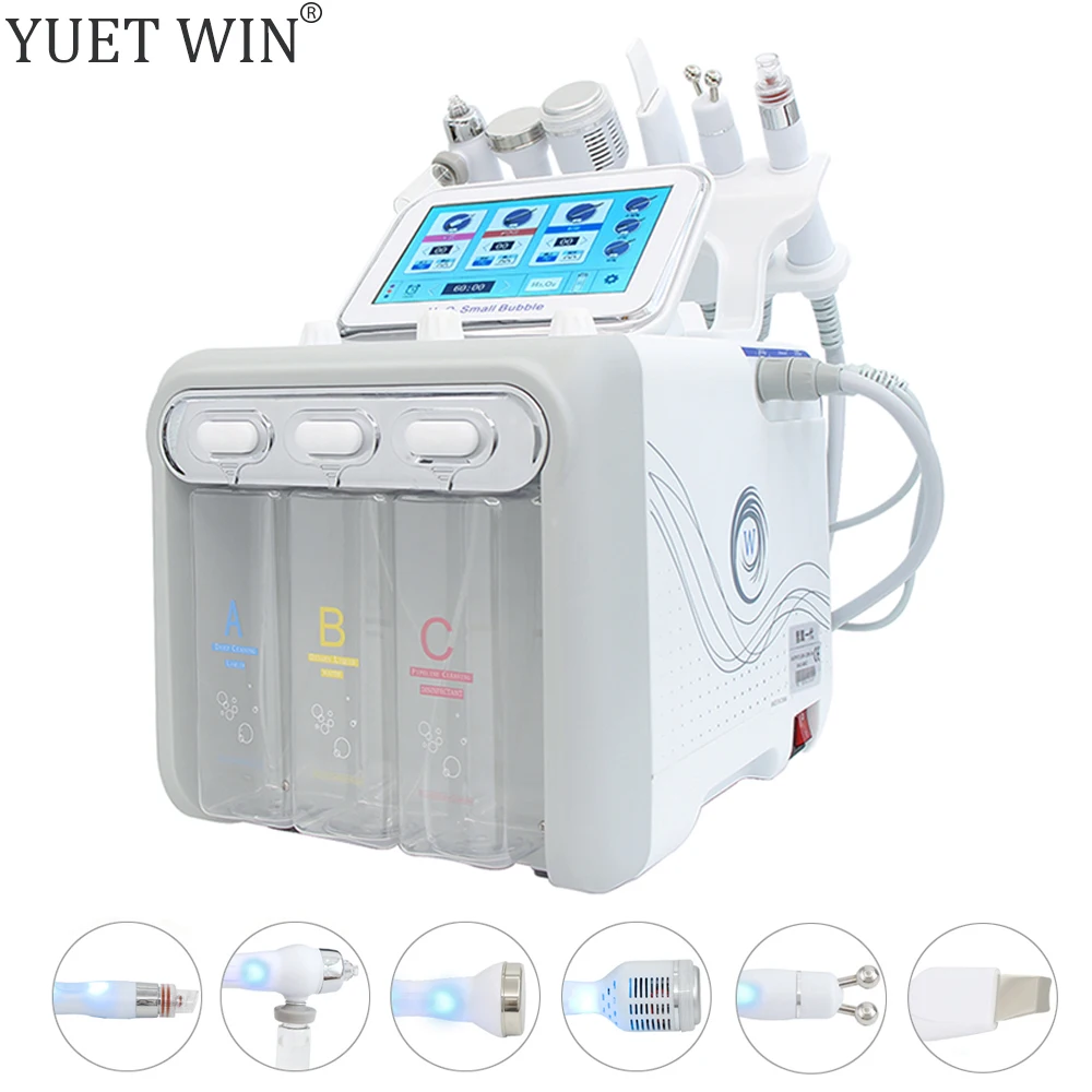 6 in 1 Wasser Sauerstoff Gesichts maschine Tiefen reinigung Aqua Peeling Straffung Hydro Derma brasion Blase Hautpflege Spa Beauty-Gerät