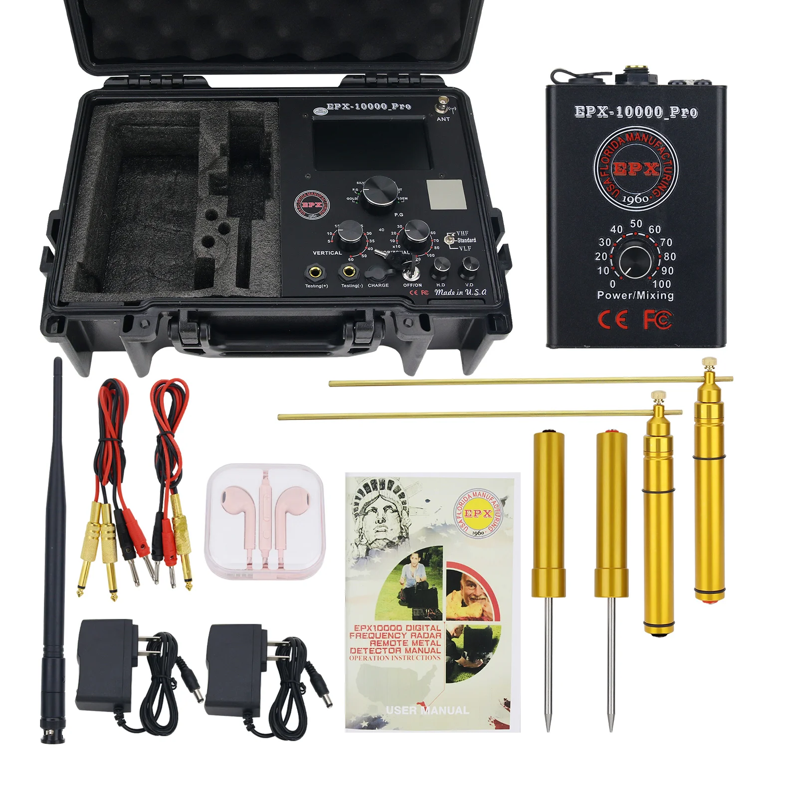 

HamGeek EPX-10000 Pro 1200M/3937FT aks Gold Detector Gold Finder Underground Metal Finder with Carry Box