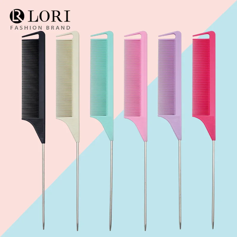 

Стальная игольная расческа с заостренным хвостом, цветная пластиковая расческа для волос, прямая оптовая продажа с фабрики, салонная расческа для волос с крысиным хвостом