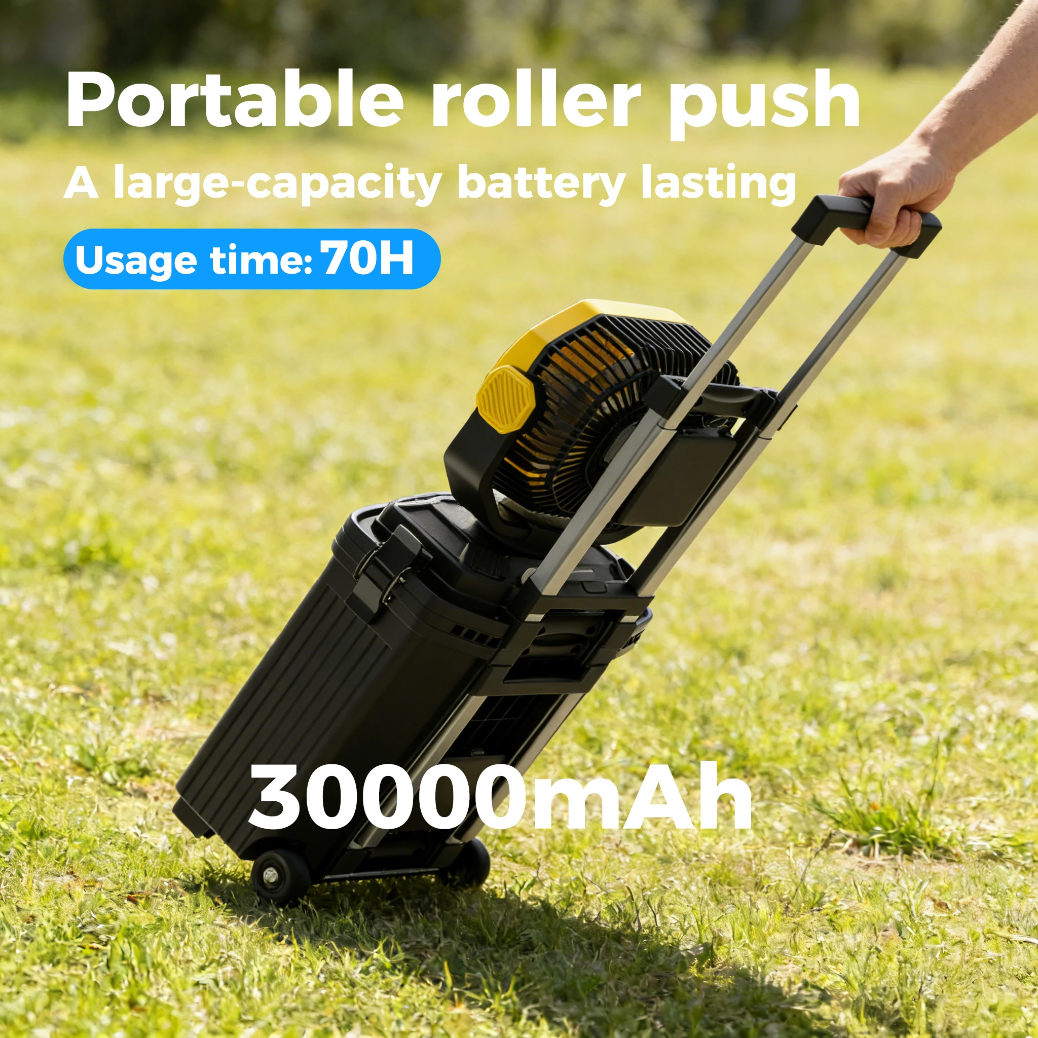 30000mAh Portable 15L Bucket Spray Fan Battery - Rechargeable LED Cooling Camping Spray Fan