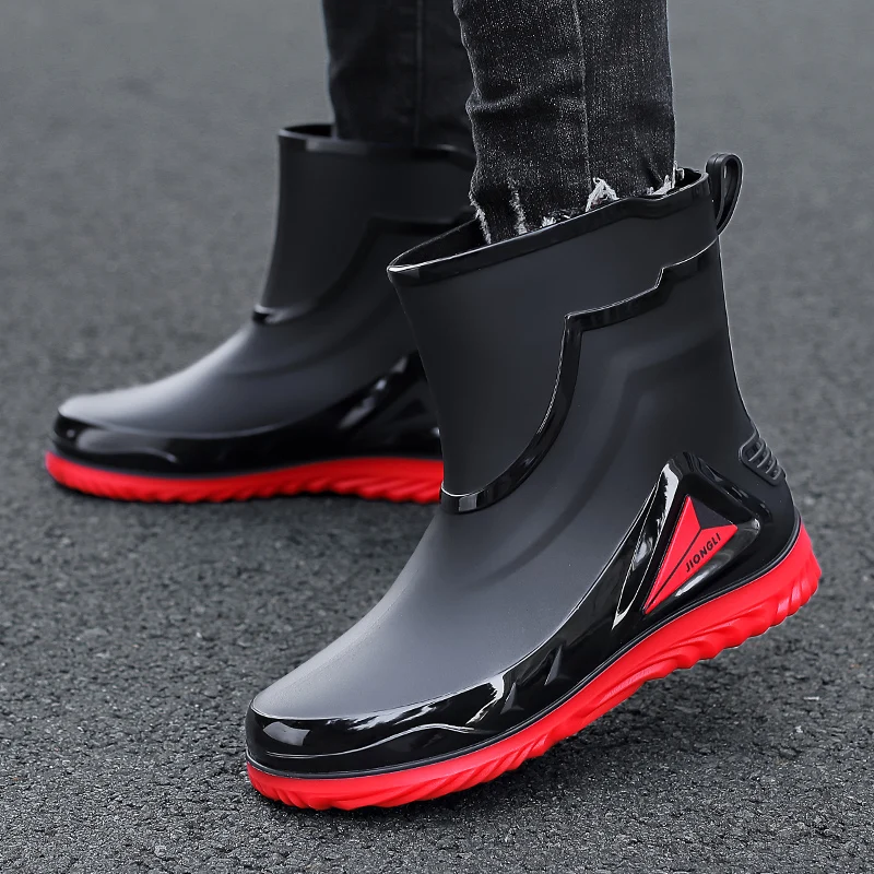 

Водонепроницаемая мужская непромокаемая обувь, уличная нескользящая рабочая обувь, хлопковые теплые непромокаемые сапоги на флисовой подкладке, кухонная обувь, мужская
