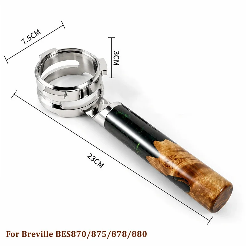 Stainless Steel Flat Place 54mm Hollow Naked Bottomless Portafilter with Resin Handle Fits Breville BES870 BES875 BES878 BES880
