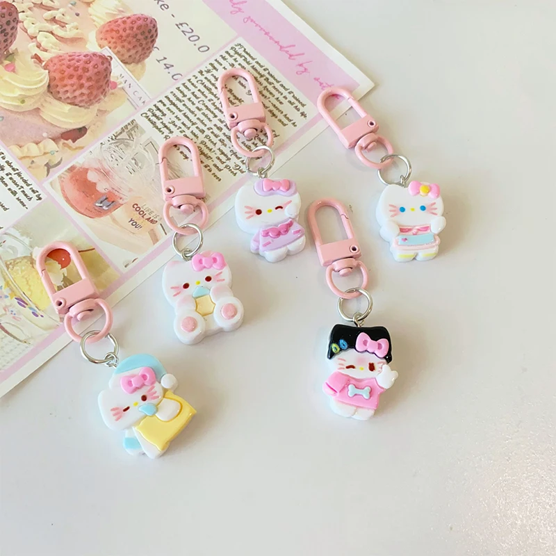 Cute Sanrio Anime Kt Cat Keychain Sweet Fashion Keychains Pendant Kawaii Backpack Decoration Accessories Children Gifts