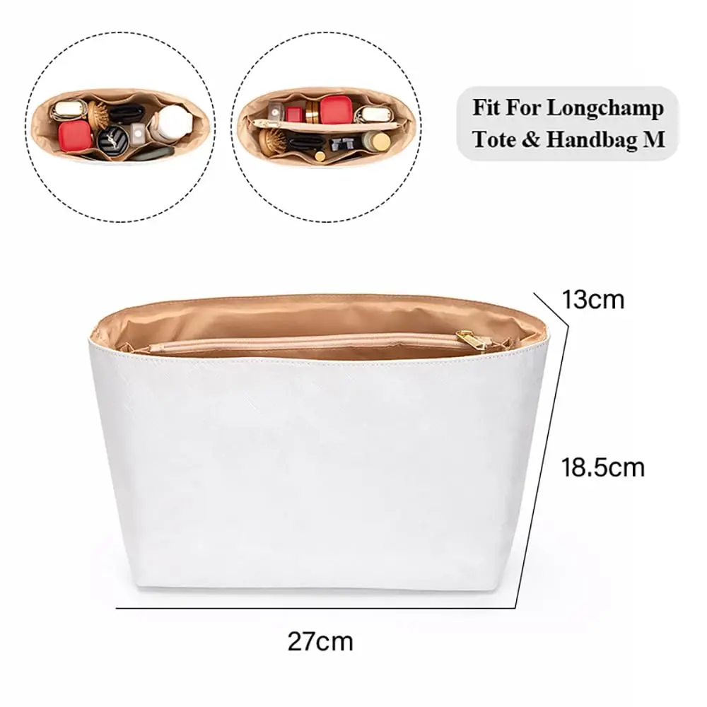 YUHAN Bag Organizer For Longchamp Medium Large Bag Purse Insert Dupont Paper Storage Bag White Color With Pocket