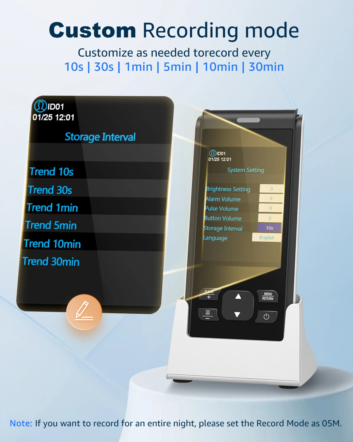 HealthTree Rechargeable Handheld Pulse Oximeter Oximetry Blood Oxygen Heart Rate Monitor Bluetooth APP Control