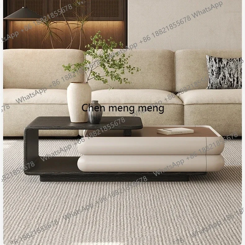 

New arrrive Simple and modern Nordic small apartment rectangular walnut color coffee table storage tea table