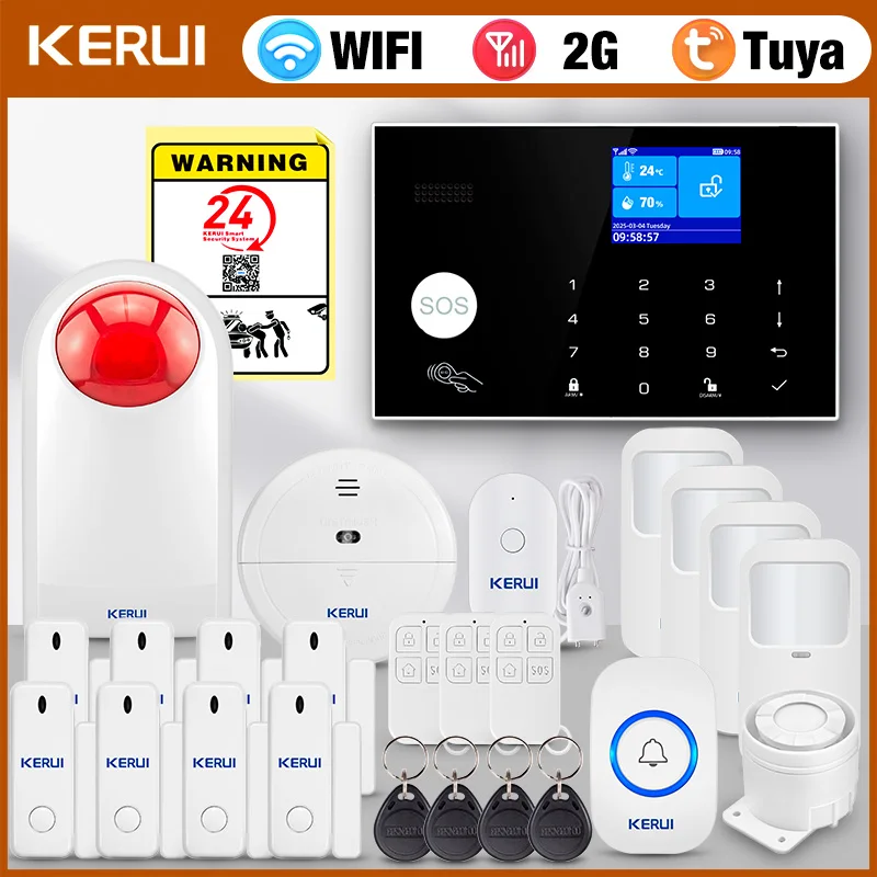 KERUI Complete System Set Alarm With Doorbell Button SOS Funtion Home Alarm Security System G30 Tuya Smart App Remote Control