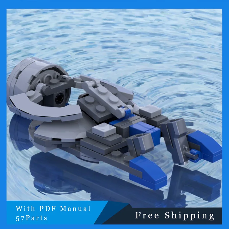 57 PCS Star Battle Series Building Block Model Innovative Intelligent Mechanical Water Boat Children DIY Assembly  Birthday Gift