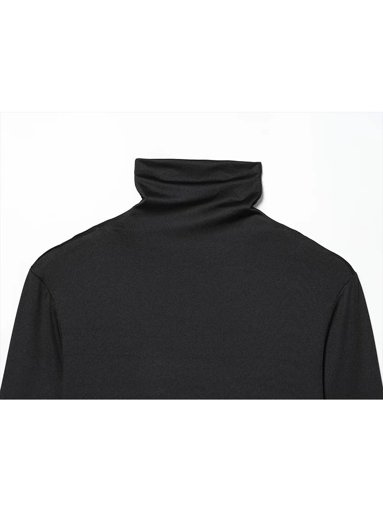 Abito da donna con nappa sottile Abito aderente sexy a maniche lunghe con nappa Decorazione dolcevita da donna per feste chic Mini abito con giunture