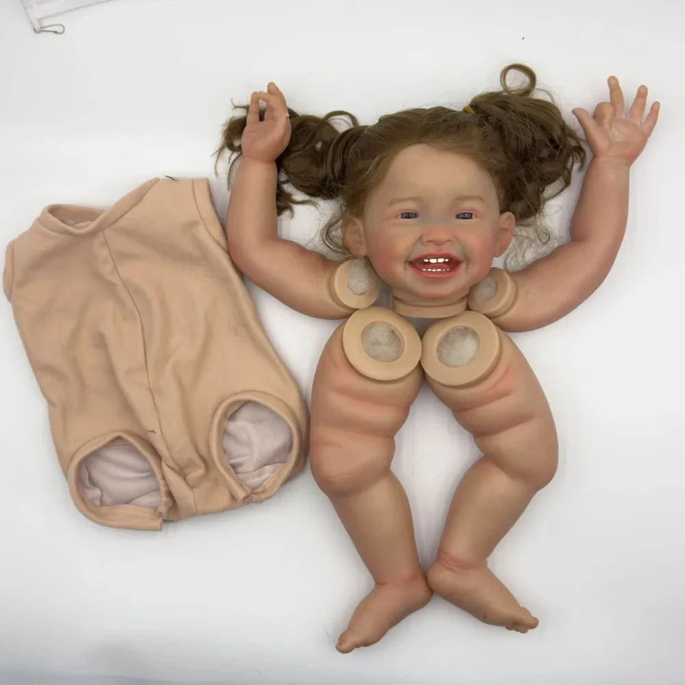 24inch Reborn Doll Kit Mila with Long Hair Already Painted DIY Doll Kit Unfinished Reborn Doll Parts with Body and Eyes