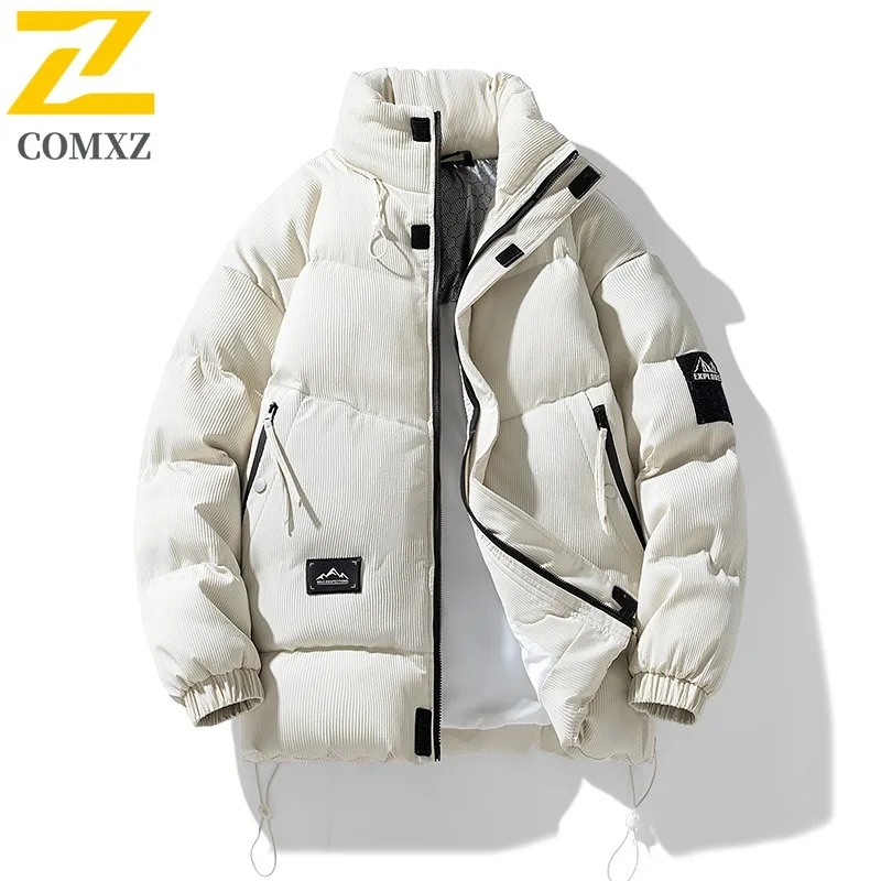 

COMXZ Роскошный мужской пуховик с воротником-стойкой, утепленная теплая парка для катания на лыжах, модные легкие зимние пальто на молнии в уличном стиле