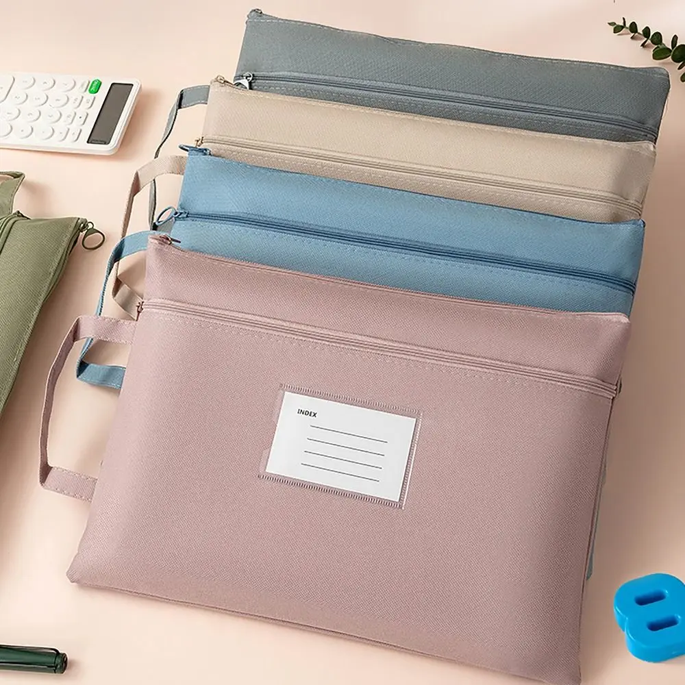 Macaron Color Waterproof File Organizer Oxford Cloth borsa per documenti di grande capacità portadocumenti a doppio strato per forniture per ufficio