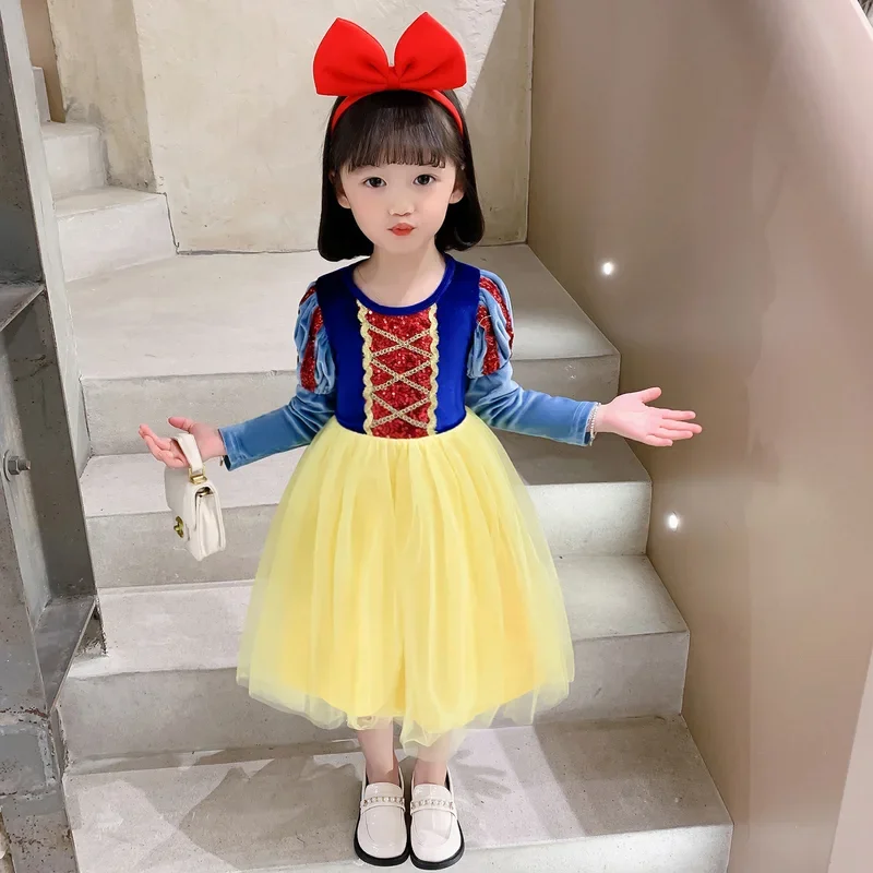 Schneeweißes Kleid für Mädchen Party Prinzessin Kleid Kinder Geschenk Halloween Kostüm Kleider für Mädchen Baby Mädchen Tutu Kleid Kleinkind