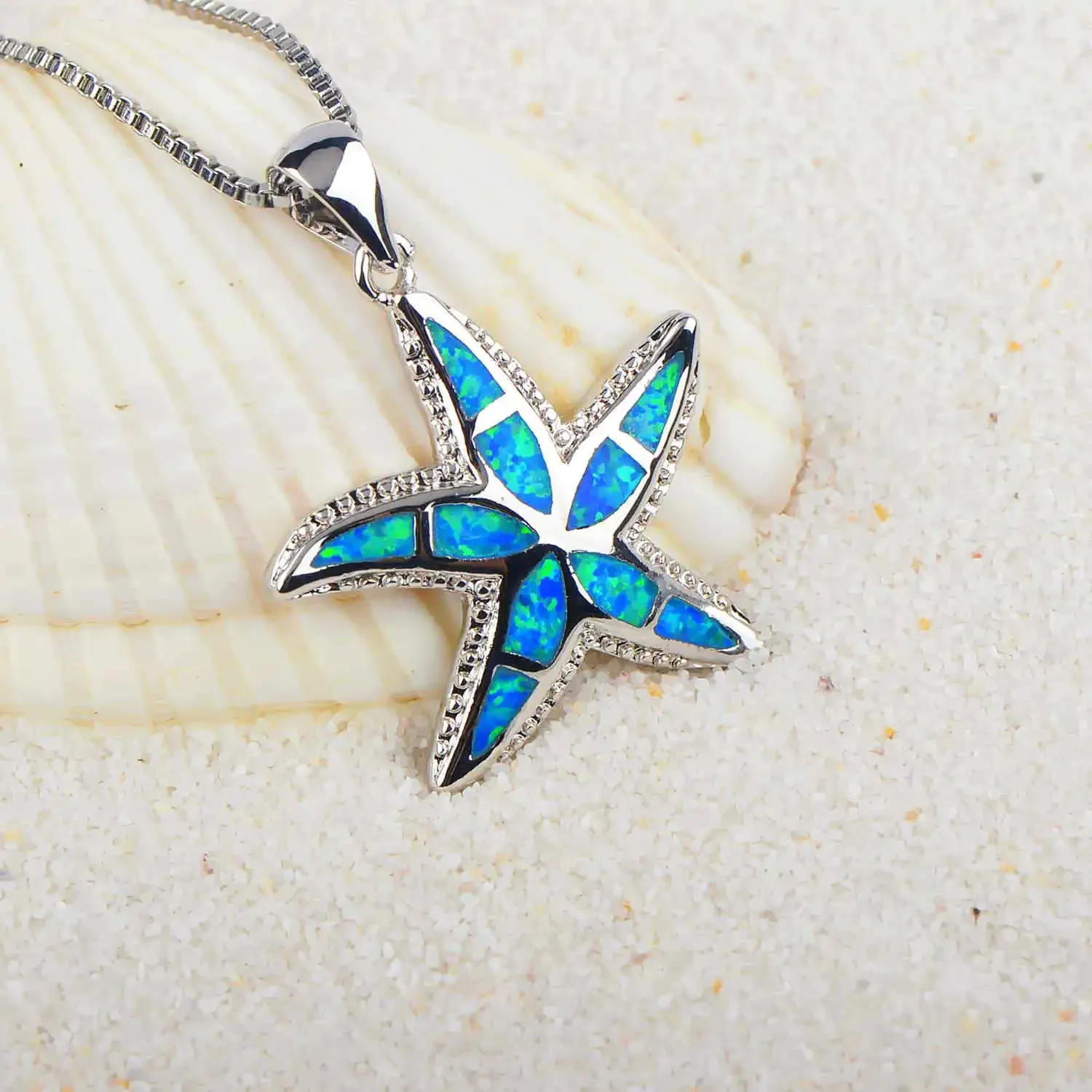 

Opal Pendant Necklace for Women and Girls - Turtle, Starfish, Dolphin Sea Animal Jewelry, Ocean Necklace