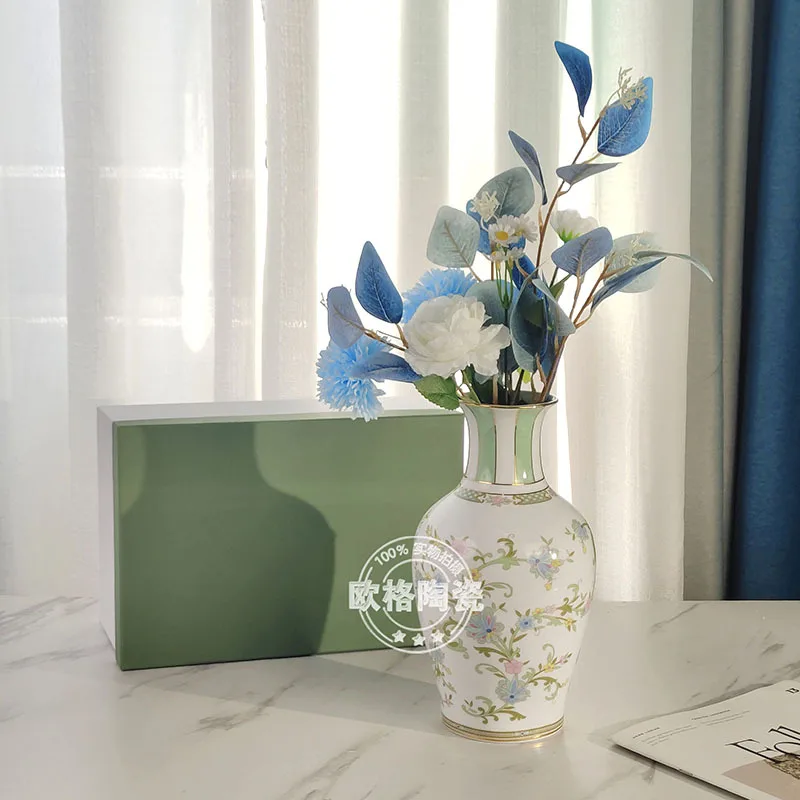 

Direct Sales Z Bukitsu Cherry Blossom Light Luxury Vase Decoration Living Room Porch Study Flower Arrangement Retro Ceramic Vase