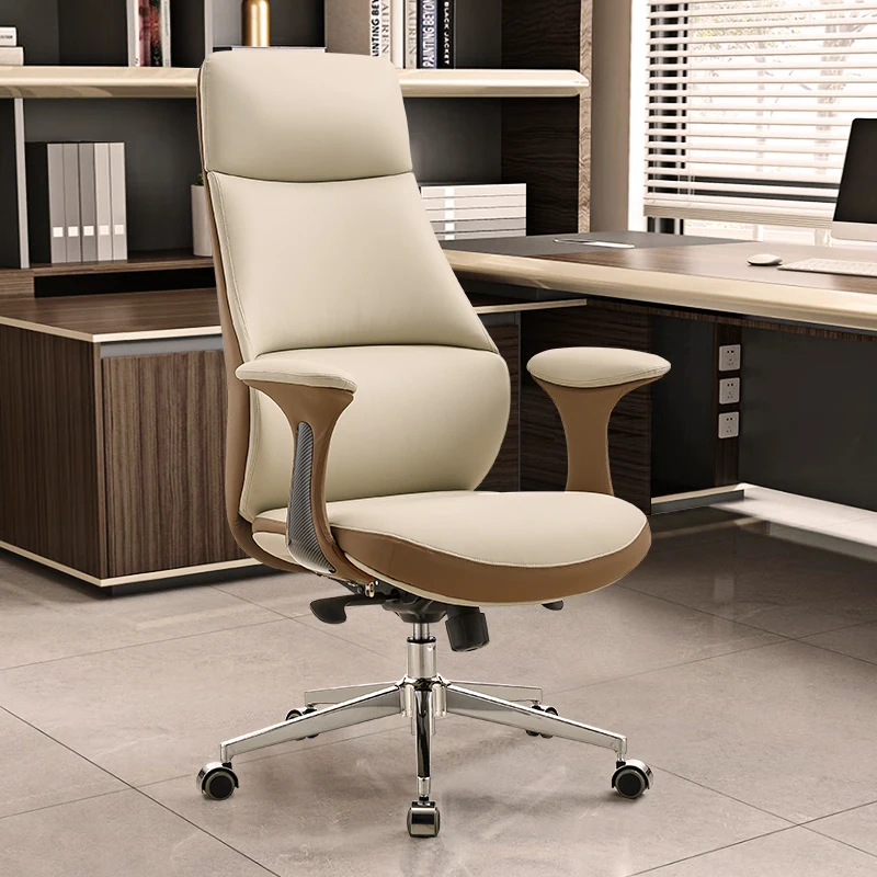 Leather Executive Office Chair Rolling Ergonomic Comfortable Cushion Office Chair Relaxing Backrest Taburete Trendy Furniture