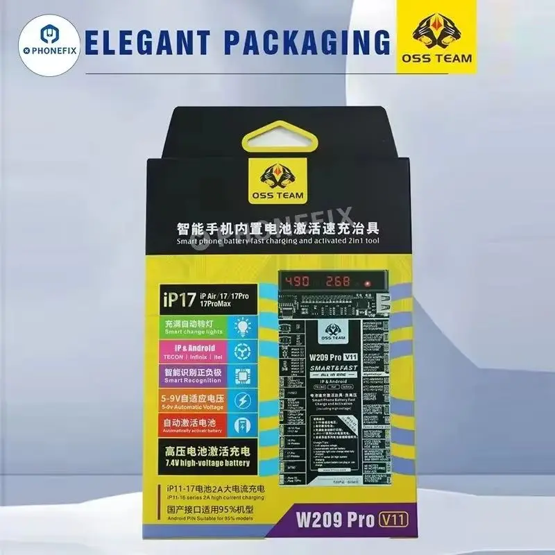 OSS W209 Pro V11 5-9V Battery Charging Panel One Click Battery Activation Board for iPhone X-17 Pro Max Android Phone Repair