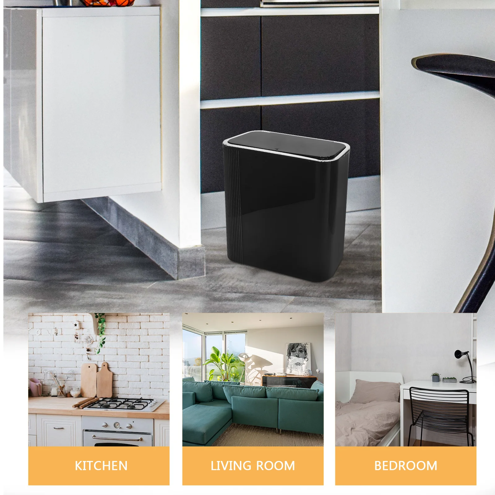

Mirrored Trash Can with Lid Slim Space Saving Kitchen Bathroom Garbage Bin Odor Preventing Household Waste Container Home