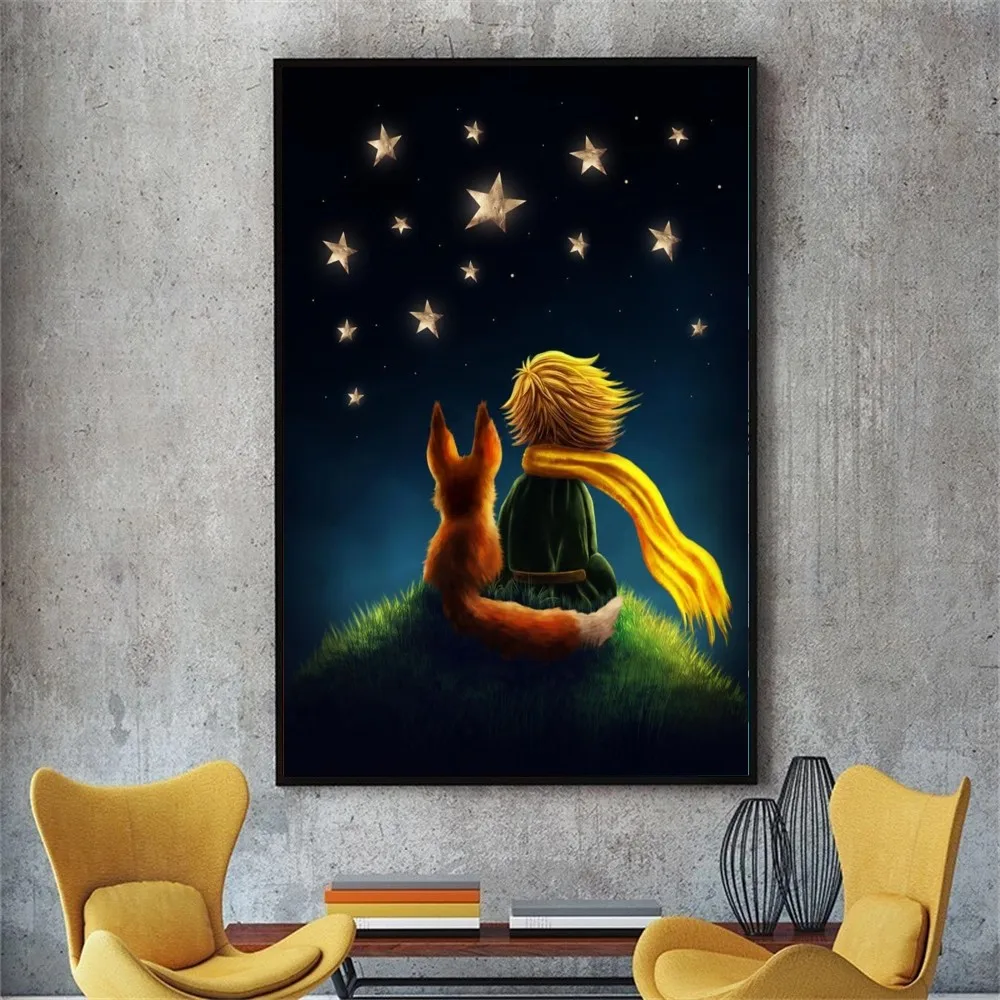 AAA The Little Prince And Fox Vintage Poster No Framed Kraft Club Bar Paper Vintage Poster Wall Painting Bedroom Study Stickers