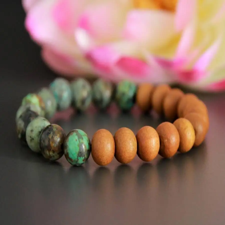 Handmade African turquoise beads bracelet, men's cuff button bracelet, Ramadan prayer bead bracelet,holiday gift, daily wear