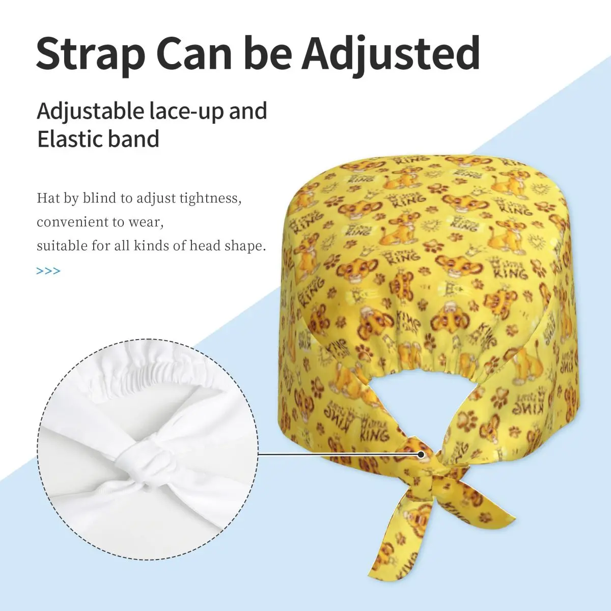 مخصص الأسد الملك Kawaii الكرتون العمل قبعة الرجال الرجعية سيمبا نمط فرك قبعات فرك التمريض طبيب جراح قبعة لطبيب الأسنان