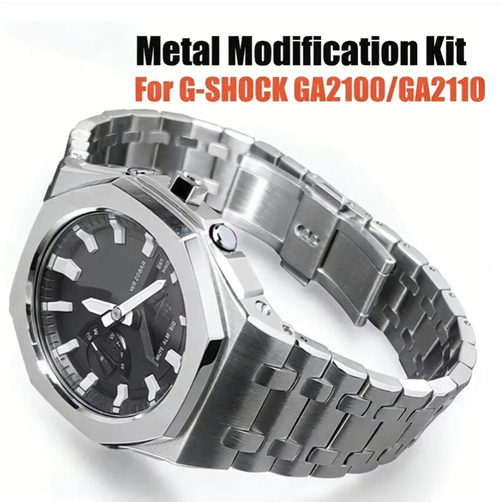 For G-SHOCK GA2100/GA2110 Stainless Steel Case&Watch Strap Replacement Mod Refit Kit Accessories Wholesale GA2100 Metal Mod Kit