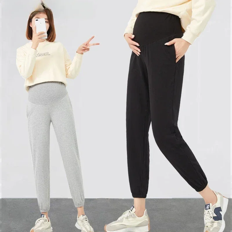 Autumn Fashion Full Match Stretch Slim Belly Support Pants New Maternity Cotton Color Print Leggings