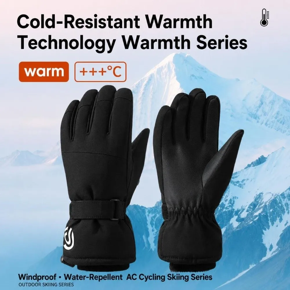 Trendy Windproof Skiing Gloves Keep Warm Cold-proof Outdoor Cycling gloves Full Palm Water Resistant Snow Gloves for Men Women