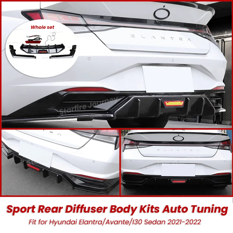 

For HyundaiElantra/Avante/i30 sedan 2021-2022 Body kit Upgrade Rear Bumper Modification Sport Rear Diffusser Auto Tuning