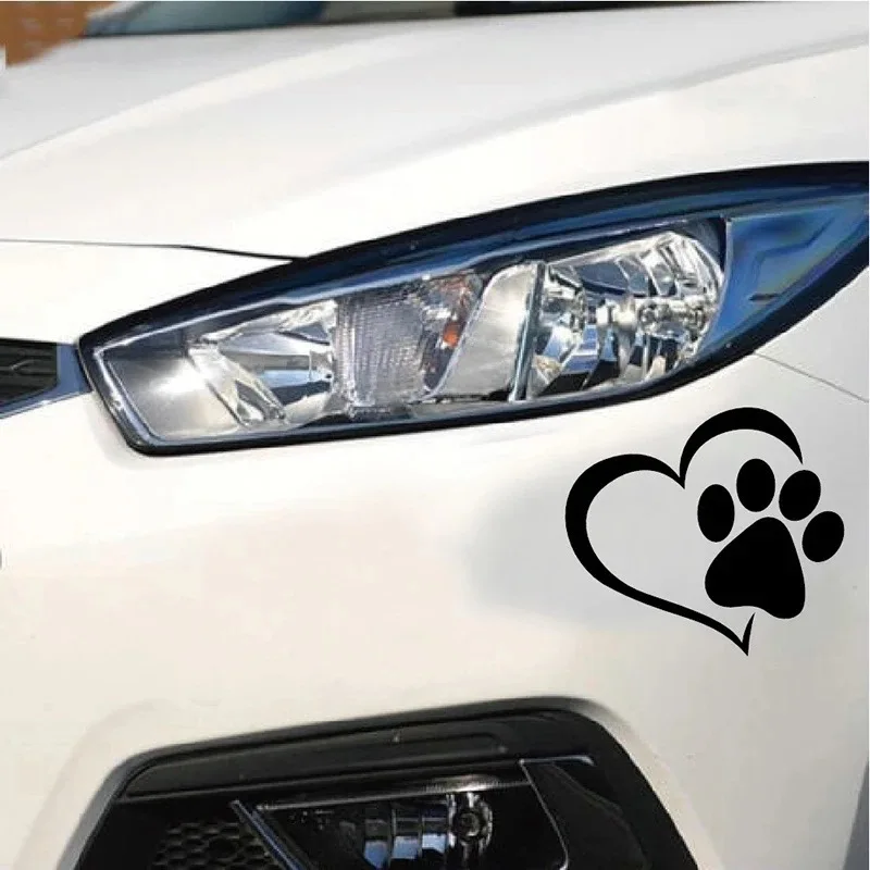 Love Heart Dog Paw Footprint Highly Reflective Sticker for Car Window Bumper Night Driving Warning Sign Reflector Animal Decal