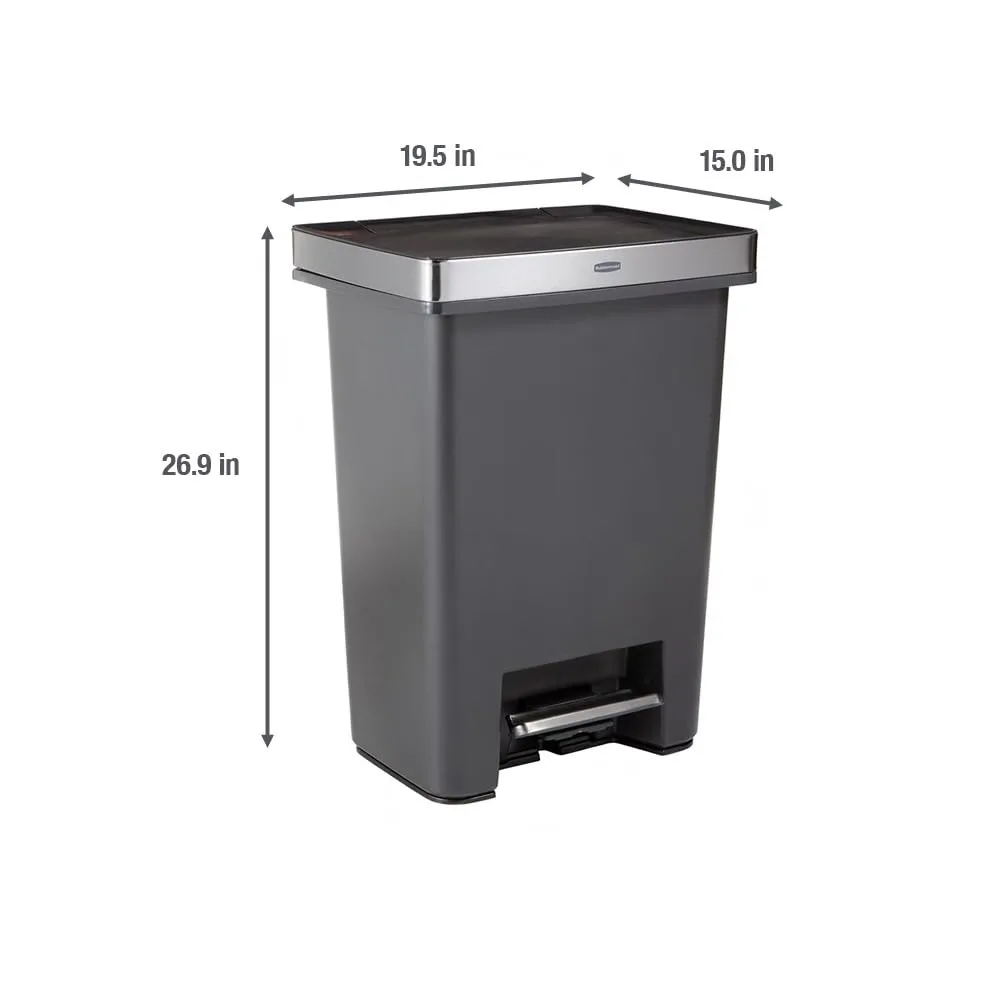 Rubbermaid Premier High-Capacity Step-On Trash Can, 19 Gallon, Single or Dual Stream Trash or Recycling, Charcoal