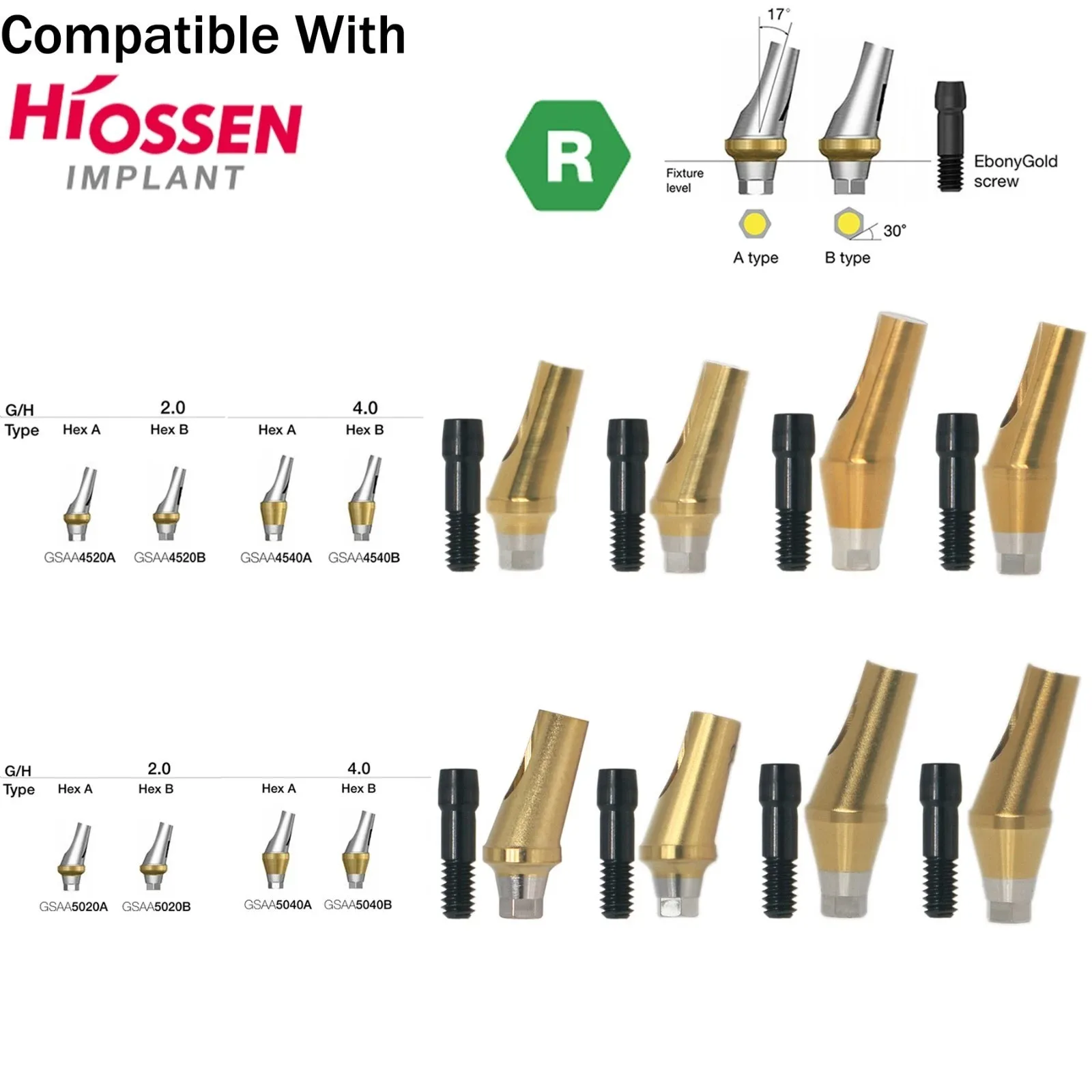 1Pcs/5Pcs Regular Angled Anatomic Abutment 17° Dia Ø4.5/5.0mm Platform Fits Osstem Hiossen