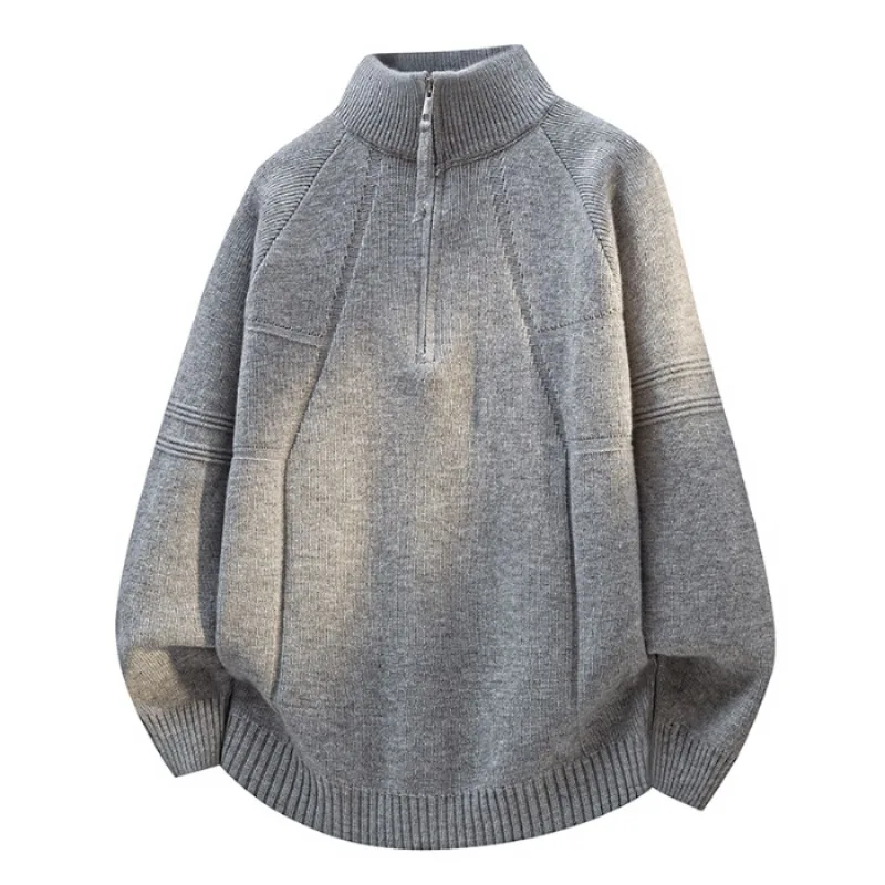 2026 New Knitted Crew Neck Thick Sweater Men Women Casual Fit Zipper Design Couple Warm Knit Outerwear