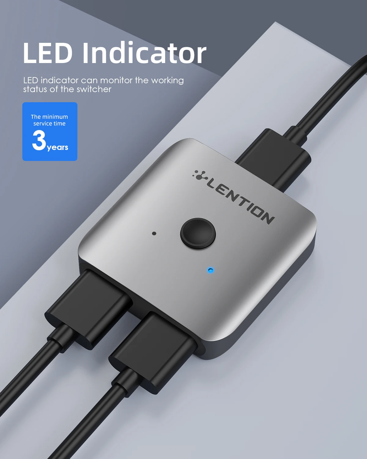 Interruptor bi-direcional HDMI, Switcher com indicador LED, TV Box, Fire Stick, Roku, 4K, 60Hz, Lention, Compatível com Xbox PS5, PS4, 3