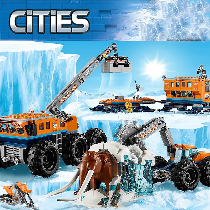

Compatible Brands Brick Sets City Series Building Blocks Arctic Mobile Exploration Base Crane Vehicle MOC Toys Kids Gift