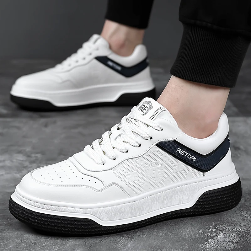  حذاء بدون كعب رجالي عصري لعام 2025 - حذاء رياضي أبيض كلاسيكي، مسامي وممتص للصدمات، ملابس بخطوة واحدة، متين وغير قابل للانزلاق، خفيف الوزن #5