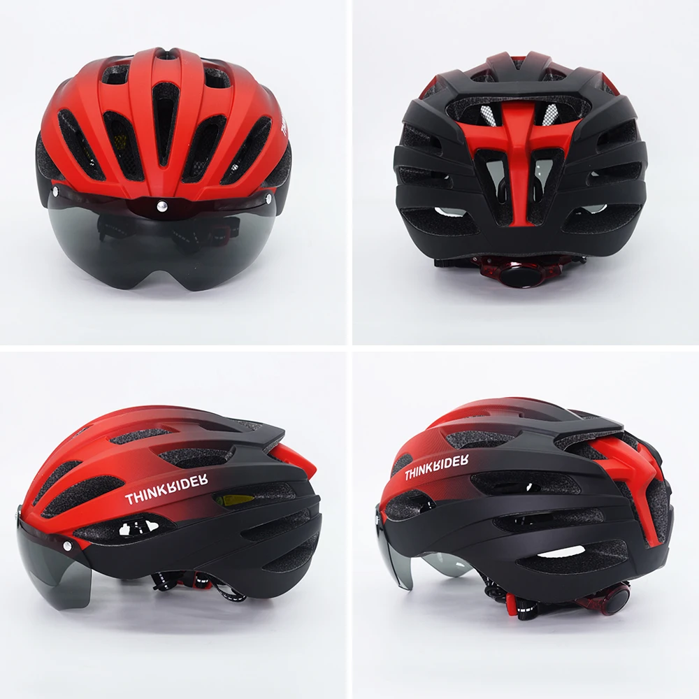 ThinkRider Cycling Helmet Man Women LED Light Helmet Road Mountain Bike Helmet Lens For Riding Bicycle Sports Skateboard Scooter