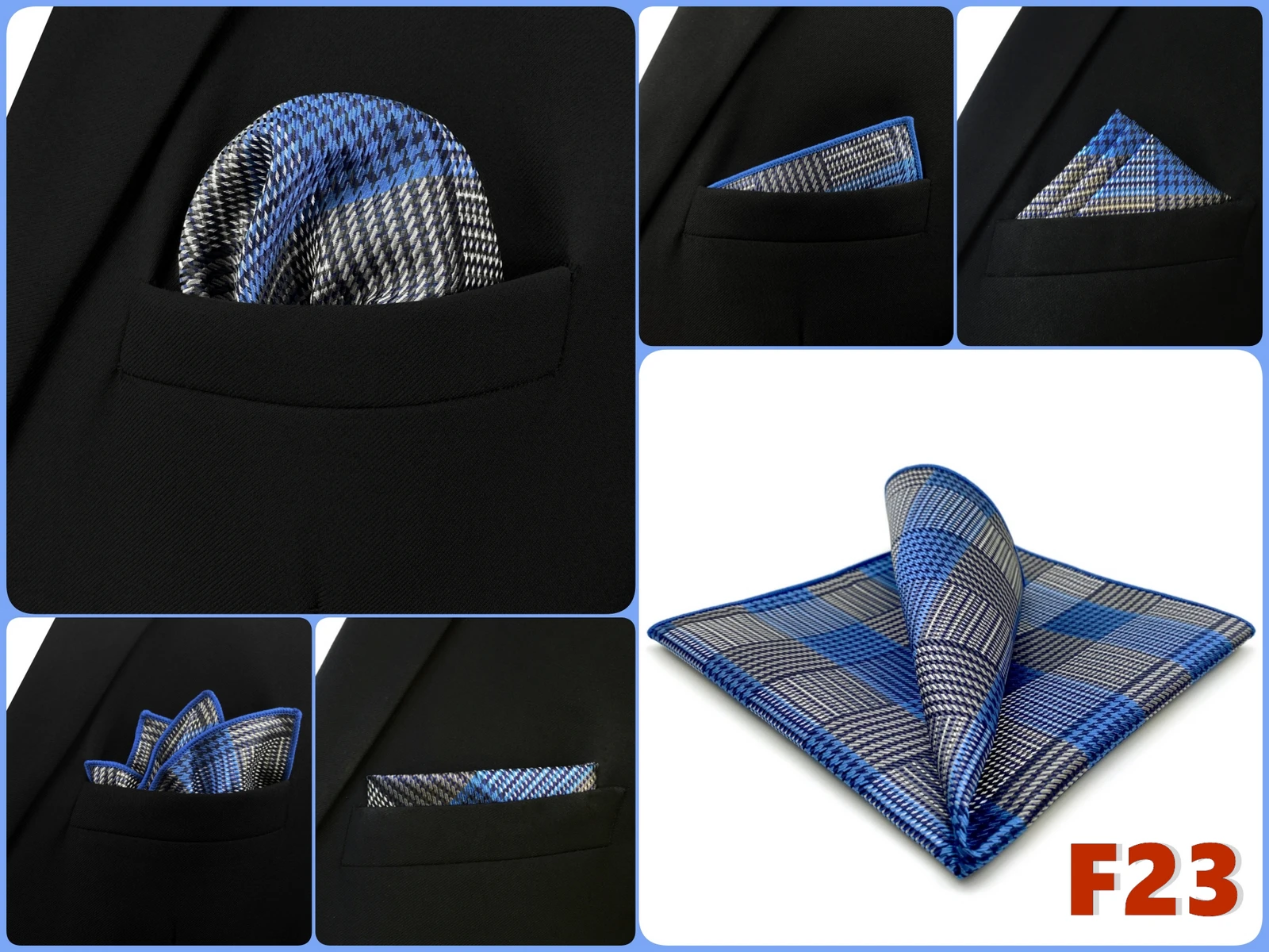 Pocket Square Handkerchief for Men Polka Dot Dots Plaid Check Checkered Suit Pocket Towel Hanky Mens Gift Wedding Business Party