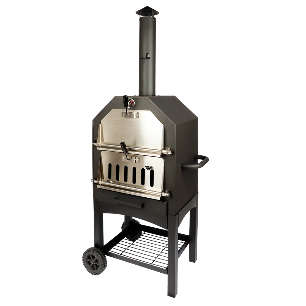 

Wood Fired Pizza Oven BBQ Grill Combo, Outdoor Cooking Station with Smoker
