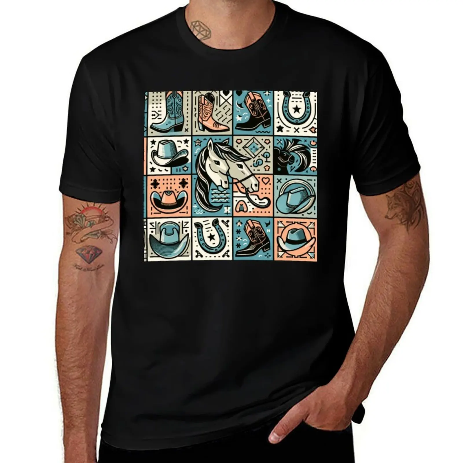 

A block horse themed image T-Shirt anime korean fashion Louboutins tshirts personalised big and tall t shirts for men
