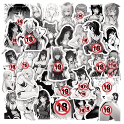 Pegatinas de chica Sexy de Anime para adultos, calcomanías de decoración para ordenador portátil, paquete de pegatinas de coche, venta al por mayor, 10/30/50/100 piezas, blanco y negro