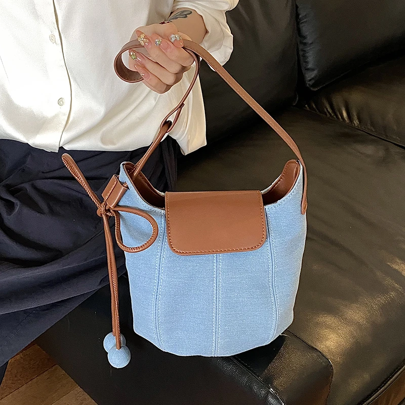 

Luxury designer jeans bag Retro denim crossbody bags for women Canvas handbag Underarm shoulder Bag Casual Bucket Messenger Tote