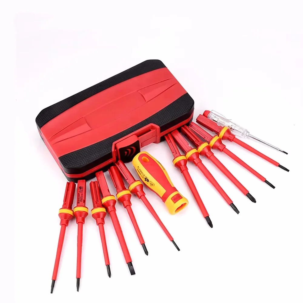 2026 Electrician Repair Tools Kit 13pcs 1000v Changeable Insulated Screwdrivers Set With Magnetic Slotted Bits