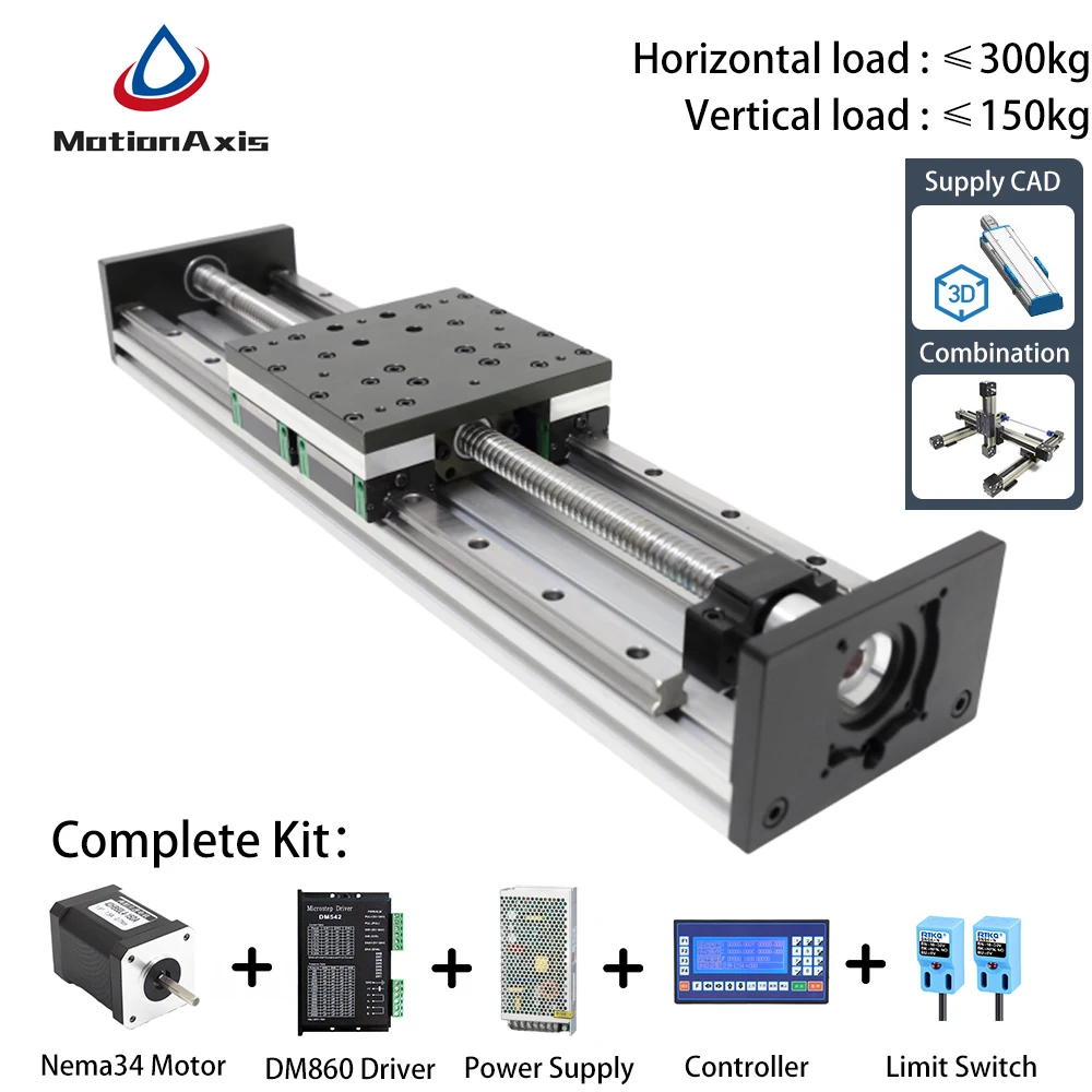 Nema34 Stepper Motor CNC Linear Actuator Module Industrial Heavy-Duty Ball Screw Drive Dual Linear Guide Rails High Precision