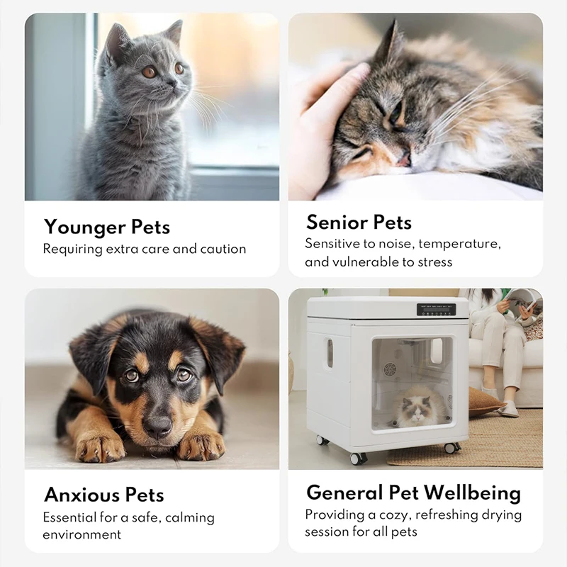 DZ WJW CJM Advanced OKKPETS Foldable Pet Dryer Box for Cats Automatic Dog Hair Dryer 130L Smart Temperature Control 360 Degree D