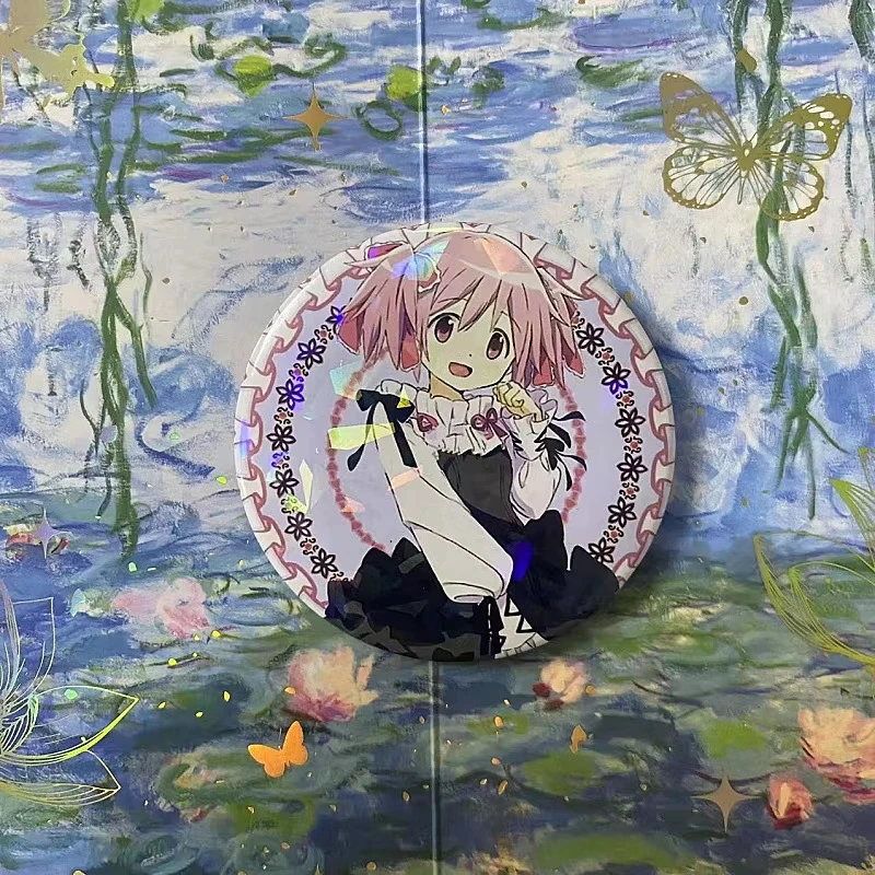 58MM Anime Magical Girl Xiaoyuan Starry Badge Kaname Madoka Miki Sayaka Akemi Homura Cartoon Brooch Lapels Bag Accessories Gifts