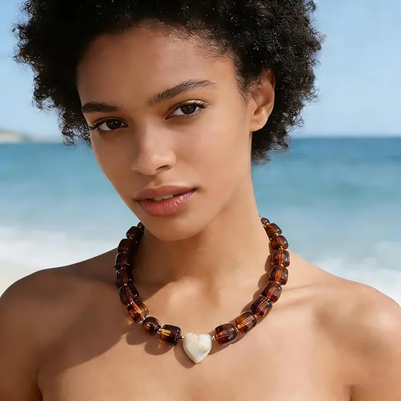 New Maillard Style Smudged Acrylic Geometric Bracelet and Necklace, High-end, Simple, Luxurious and Versatile